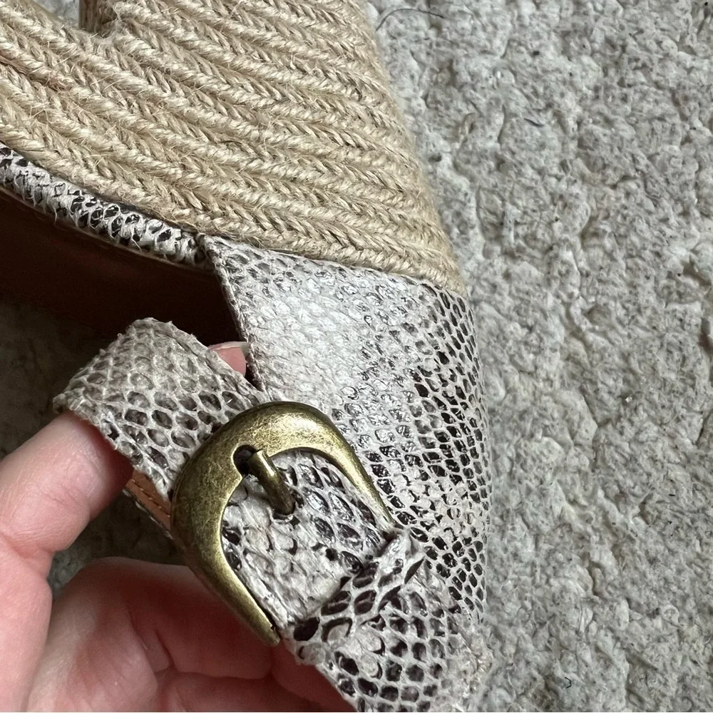 MiiM Lynn Snake Print Espadrille Sandals Size 7.5 Platform Block Heel Ankle